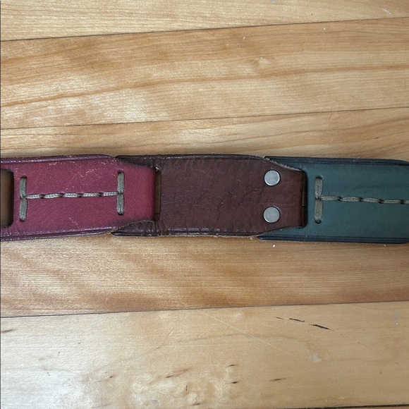 Fossil Genuine Leather  Patchwork Rainbow Belt Multicolour small - Picture 6 of 7